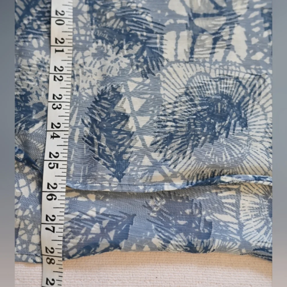 Tory Burch Blue Sheer Linen Blend Blouse Tunic Top Oversize 4 Palm Leaf Summer